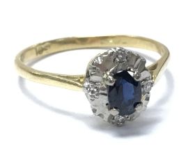 A 18K gold sapphire and diamond set ring, size O/P