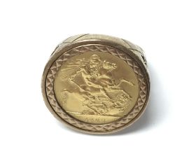 A 1966 full sovereign in 9ct ring size W. Total we