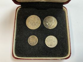 A 1943 4 coin Maundy money set, Good definition with some toning. (A)