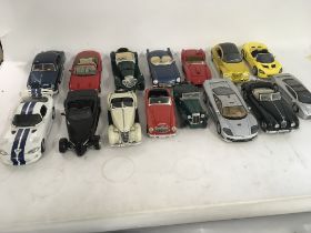 A collection of 15 model cars 1 in 18 scale.