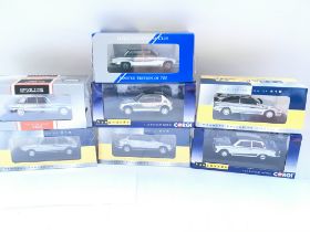 A Collection of 7 Crome Corgi. Lledo Collectors Club Model Cars.