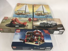 A Collection of 5 sealed and unopened boxed Lego sets. 40487 sailboat adventure x2..40450 Amelia