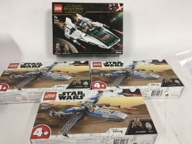 Four sealed and unopened boxed Lego sets. Star Wars 75297 RESISTANCE X WING. x3. 75248 RESISTANCE