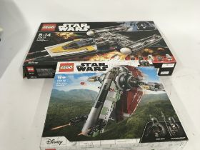 2 boxed Lego sets. Star Wars 75172 Y WING STARFIGHTER and 75312 BOBA FETTS STARSHIP. Previously