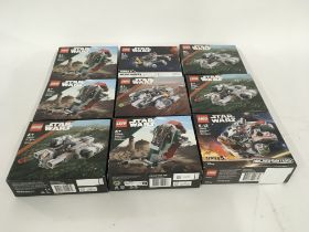 Sealed and unopened. A collection of 9 boxed Lego sets. Star Wars 75344..75321..75295..75193..75363