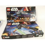 2 boxed Lego sets. Star Wars 75149 RESISTANCE X WING FIGHTER and 75102 POES X WING FIGHTER.
