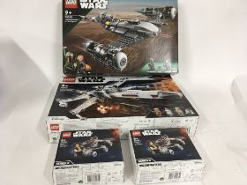 4 sealed and unopened boxed Lego sets. Star Wars 75325 MANDALORIANS N 1 STARFIGHTER. 75301 LUKE