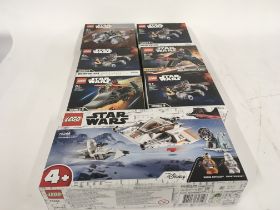 A collection of 7 sealed and unopened boxed Lego sets. Star Wars 75363..75295..75163..75224.