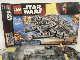 Boxed Lego set 75105 Star Wars MILLENIUM FALCON . Previously assembled and parts bagged . Unused