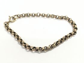 9ct yellow gold belcher bracelet. Approx 4.84g. Po