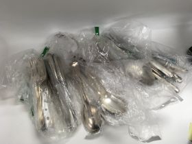 A large collection of silver cutlery.