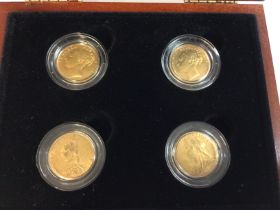 A four sovereign cased set including 1871 shield back 1873 1891 and 1900. Postage B