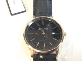 A Mathey Tissot menâ€™s 18ct gold watch with a lea