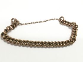 9ct yellow gold large hollow curb link bracelet wi