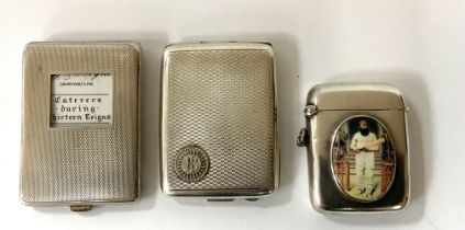 3 good vintage hallmarked silver vesta cases. (A)