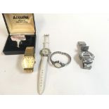 Four dress watches including a Accurist with box w