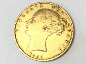 A 1855 Shield back Sovereign, postage category a