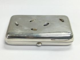 A Victorian silver cigarette box set with shibayam