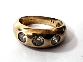A heavy gents 9ct gold 3 stone gypsy ring approx 0