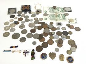 An assorted collection of coinage including half c