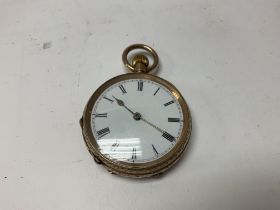 A small 10ct gold pocket watch.