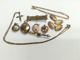 Mixed ct gold jewellery. Approximately 15.59g. Pos