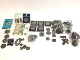A collection of assorted circulated coinage includ