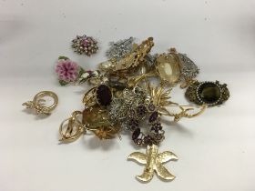 A collection of costume brooches.