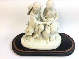 Copeland figures under a large Victorian glass dome. 45cm wide by 40cm tall. Postage D