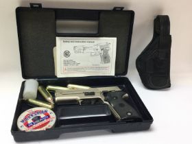 A cased RWS Mod C 225 cal 4.5mm air pistol with ho