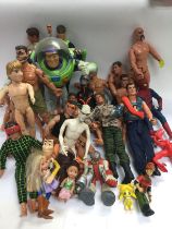A bag of vintage action figures. Shipping category