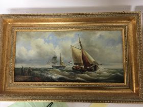 A pair of gilt framed oil paintings on panel 20th