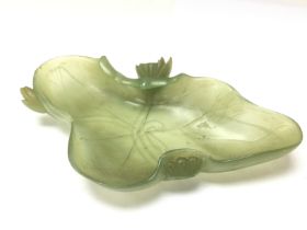 A late 19th/ early 20th century Chinese jade lotus