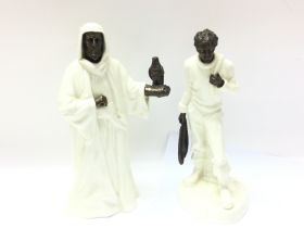 Pair of Minton porcelain Arab figures with bronze