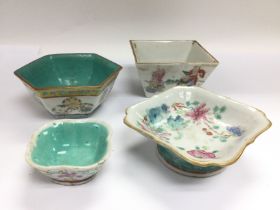 Four Oriental ceramic bowls, various shapes and si