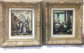 A pair of gilt framed oil paintings in Victorian s