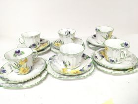 A Vintage Melba decorative English bone china porcelain Spring pattern tea sets is place setting