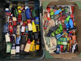 A large collection of hot wheels and Playworn veic