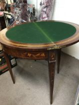 A 19th century maquetry card table. Diameter 86cm,