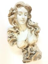 An art nova style bust made in plastic. Approx 49c