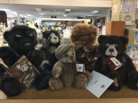 Five Charlie Bears, with labels and some certifica