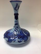 A Moorcroft blue on blue sailing boats vase 24 cm