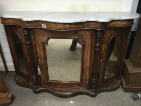 A Victorian serpentine fronted credenza, with marb