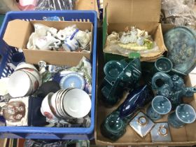 Two boxes of ceramics including a Beswick figural