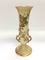 A Royal Worcester blush ivory vase with handpainte