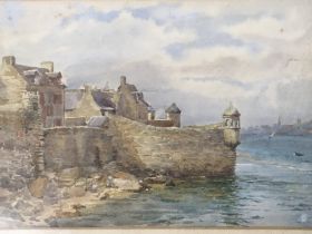 Three framed watercolours a study of the old Quay de la Marine Dieppe and two others unsigned and