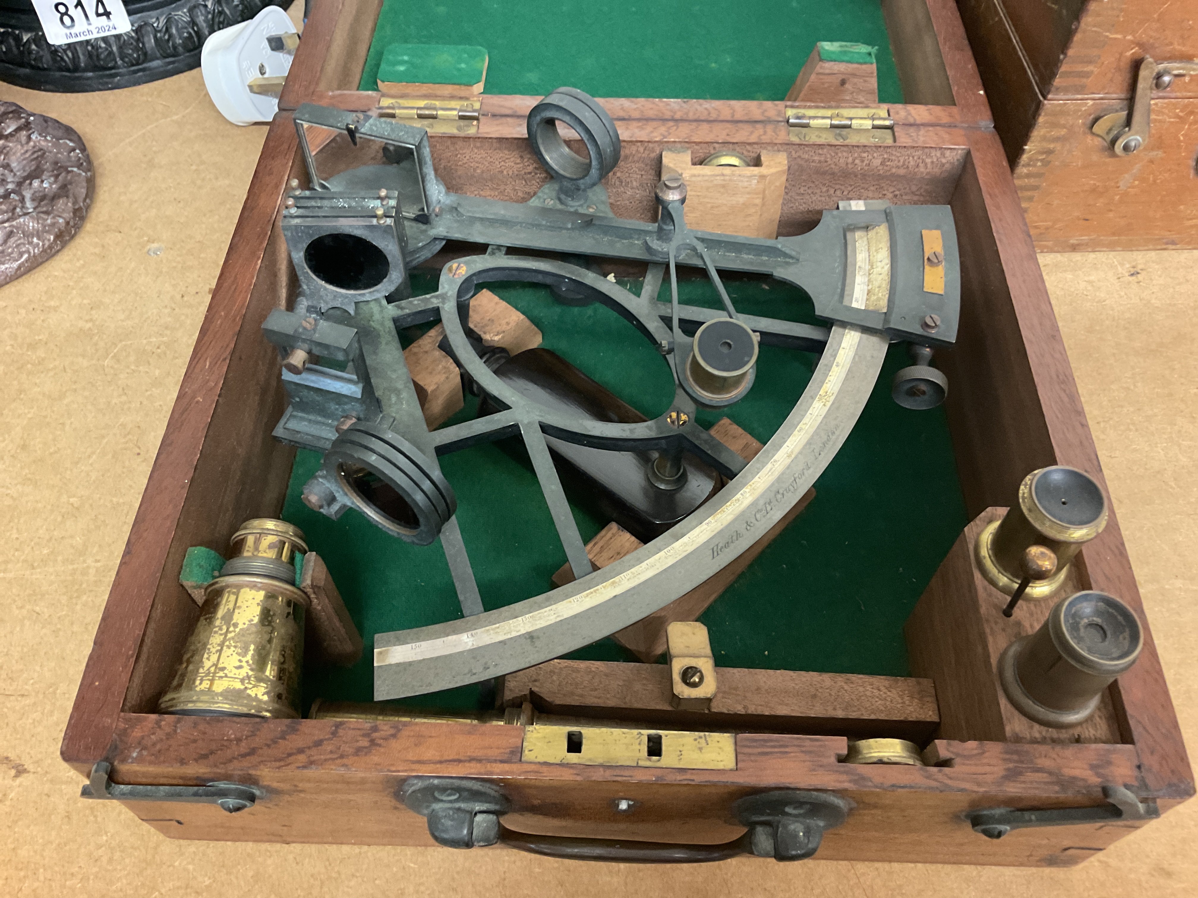 A boxed heath and co sextant.