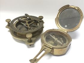 Two Stanley brass compasses