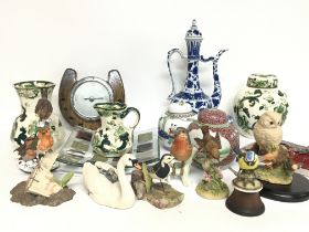 A Collection of porcelain items including modern r