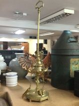 19th century tall brass students lamp with four bu